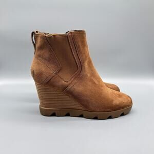 Sorel Boots Womens 9 Brown Suede Chelsea Joan Of Arctic Wedge II Waterproof Shoe